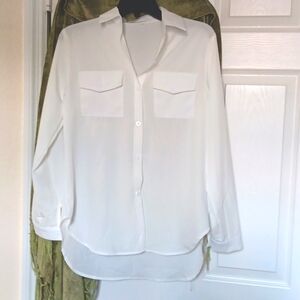 New,White button-down boyfriend blouse.Small